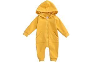 FYBITBO Infant Baby Boys Girls Clothing Zipper Hooded Jumpsuit Romper Long Sleeve Onesie Outfit Fall Winter Warm Clothes