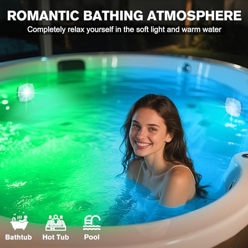 DeeprBetter Outdoor Pool Light with Remote Control, Rechargeable Underwater Pool Light with 9 Modes Underwater Light Show, IP68 Waterproof LED Pool Light, Spa Pool Lighting, 2 Pieces