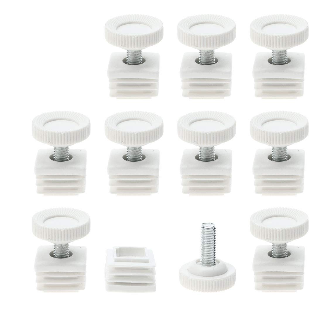 sourcing map Leveling Feet 25 x 25mm Square Tube Inserts Kit Furniture Glide Adjustable Leveler for Table Desk Leg 10 Sets