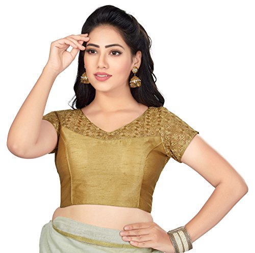 Trendyfashionmall readymade silk blouse with crochet ne…