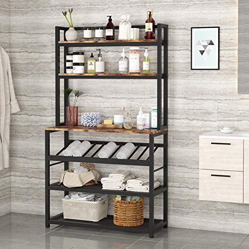 TIYASE 6Tier Kitchen Baker’s Rack with Storage and Wine Rack