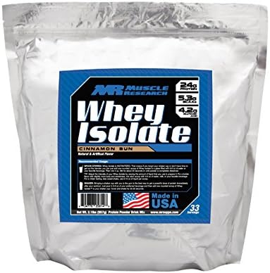 Whey Isolate Cinnamon Bun by Muscle Research 34 Scoop Bag