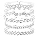 Nydotd 5 Pcs Crystal Headband, Rhinestone Crown Faux Pearl Rhinestones Tiara Headdress for Bride Bridesmaids Women Girl Hair Style Accessories Wedding Party Tiara - Silver