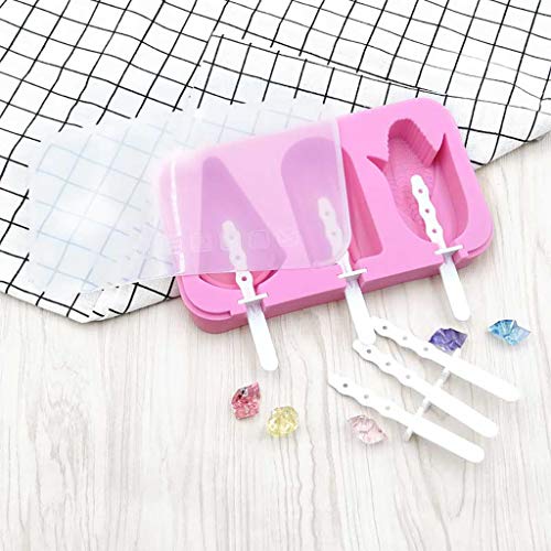 5 Cavities Silicone Cute Ice Pop Mold with Lid Ice Cream Bar Mold Popsicle Molds DIY Ice Cream Maker Silicone
