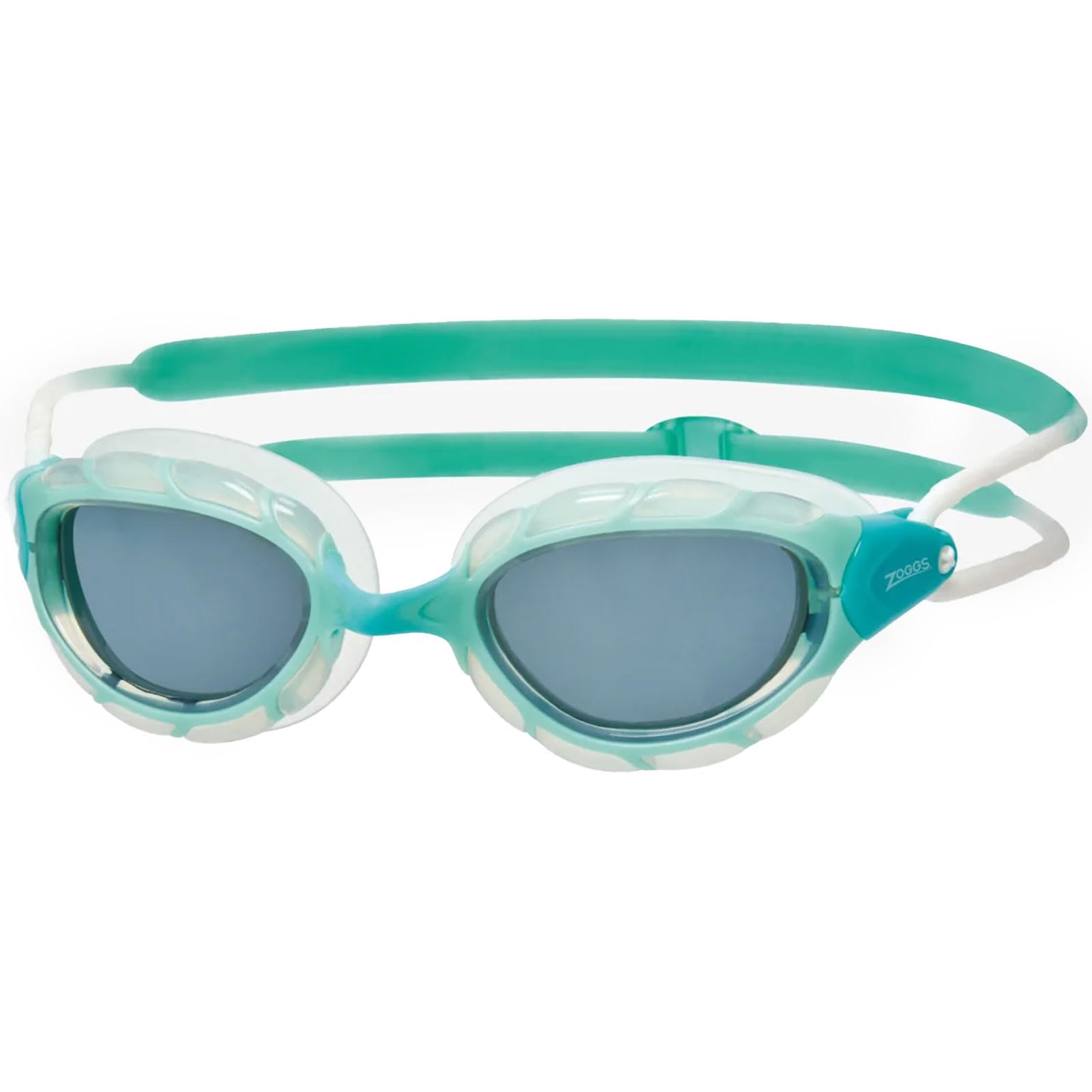Zoggs Predator Adult Swimming Goggles (Smoke Lens, Green/Clear - Small) Womens & Mens Goggles Swimming Adult with UV Lens - Swim Goggles with Anti Fog, Comfort Fit, Easy Adjustment Pulley Straps