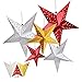 Paper Star Lantern, HotPar Paper Star Lantern with Cord, Paper Star Lantern, 5 Hanging Paper Star Decor Set for Baby Shower Wedding Birthday Holloween Xmas Party Supplies Home Decor (Gold-Silver-Red)