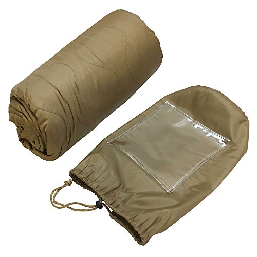 ProlineMax TAN 86''L x 58''W G.I Style Poncho Liner Blanket Sleeping Bag Liner Rip-Stop Nylon w/Pouch - Thumbnail 3