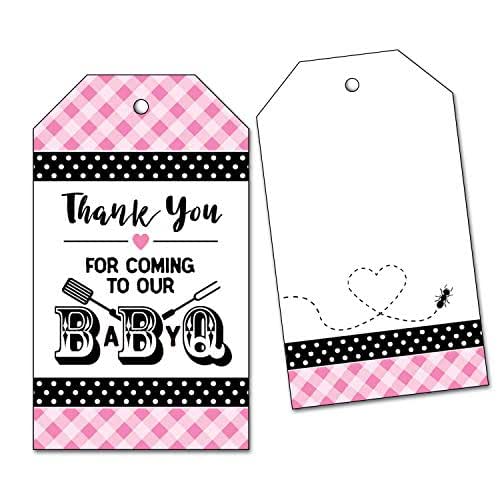 25 Baby Q Thank You Favor Tags for Girl BBQ Baby Shower