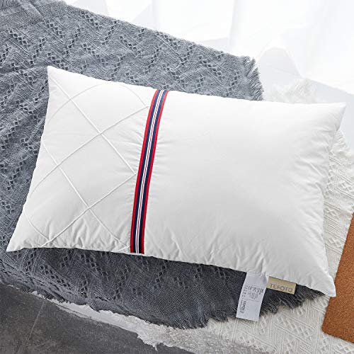 TEFOTO British Style Bed Pillow for Sleeping Polyester Filled Pillow with Cotton Pillowcase
