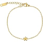Dainty Star Bracelet for Women,Stainless Steel 3 Stars Chain Bracelet Adjustable Size