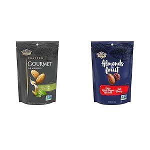 Blue Diamond Almonds Gourmet Garlic, Herb and Olive Oil , 5 Ounces with Blue Diamond Almonds & Fruit Bag, Ghost Pepper Almonds & Tart Cherry, 5 oz