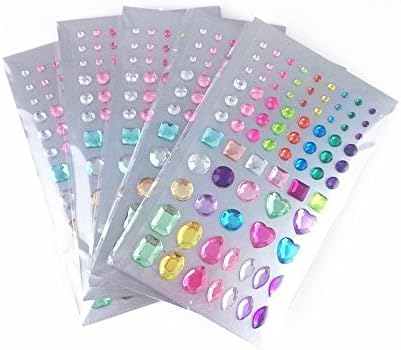 SDS Designs 5 Sheets Colorful Assorted Self Adhesive Bling Rhinestone Craft Jewels Gem Diamond Sticker Embellishments. Designed for Scrapbooking, Jewelry Making, and Nail Designs