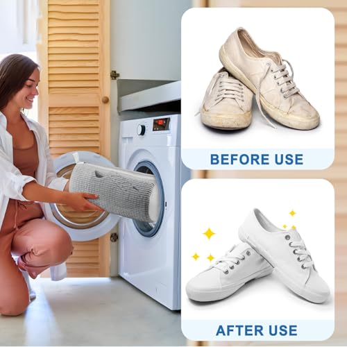 Teletrogy 2 Pieces Washing Bag for Washing Machine, Shoe Wash Bags with Side Zip, Reusable Without Distortion Large Capacity Washing Machine Bag, Grey