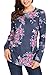 Sidefeel Women Casual Floral Printed Long Sleeve Blouse Tops X-Large Dark Grey, (US 16-18)XL