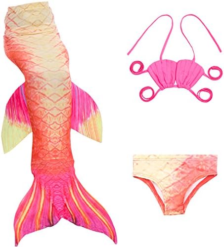 SANNYHHOOT 3 Pcs Mermaid Tail Swimsuit For Girls Swimming Bathingsuit Sea-Maid Bikini Set Costume
