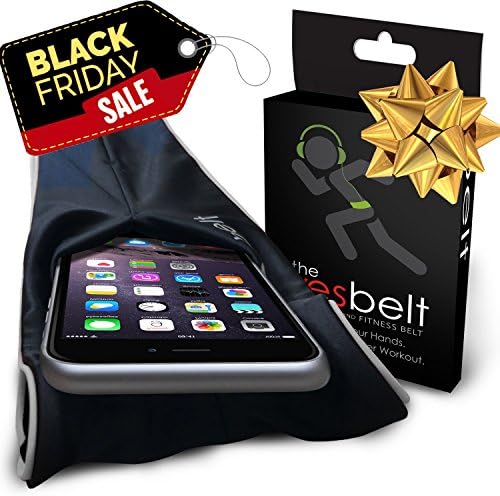 YesBelt PREMIUM with ZIPPER Pocket - Running Belt Better than Cell Phone Sports Armband - fits iPhone 6 Plus - Waist Fanny Pack 'n Travel Money Belt - Stylish fitness flip band 4 Workout - Black XL