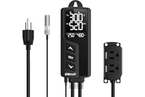 Elitech STC-1000 TH Temperature and Humidity Controller T&H Non-WiFi Cooling Heating Switch On-Off Thermostat for Heat Pad Reptile Aquarium Homebrew Freezer -40~230°F Pre-Wired Outlets 110V 1100W 10A
