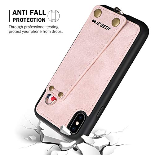 JISON21 iPhone Xs Max Case,iPhone Xs Max Leather Wallet Case with Credit Card Holder Slot, Protective Cover with Crossbody Chain Strap Wrist Strap for Apple iPhone Xs Max 6.5\