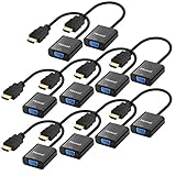 HDMI to VGA,10 Pack, Moread Gold-Plated HDMI to VGA Adapter (Male to Female) for Computer, Desktop, Laptop, PC, Monitor, Projector, HDTV, Chromebook, Raspberry Pi, Roku, Xbox and More - Black