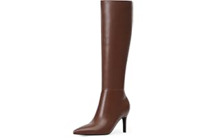 Easyfox Knee High Boots Women Pointed Toe Tall Boots 3 In Stiletto High Heel Long Boots Side Zipper Dress Knee High Boots