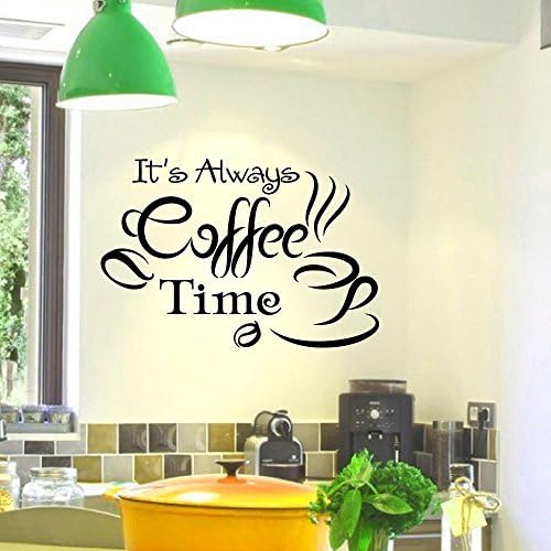 It's Always Coffee Time Quote Removable Wall Stickers Home Decals Decor Art Vinyl For Kitchen Or Cafe Shop
