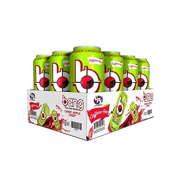 Bang Caffeine Free Candy Apple Crisp Energy Drink, 0 Calories, Sugar Free with Super Creatine