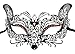 1BAY Women's Fox Filigree Venetian Masquerade Mask with Red Rhinestones Black