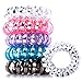 Spiral Hair Ties Traceless No Crease, Coil Hair Ties, Phone Cord Hair Ties, Hair Coils, KeyChain Bracelet Hair Ties, Colorful Ponytail Holder, Rubber Bands for Women Girls With 2 Black Hair Elastics