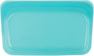 Stasher Re-Usable Food-Grade Platinum Silicone Snack Bag for Eating From/Protecting Electronic Devices/Organising/Travelling, 11.45 cm x 19.05 cm, Aqua