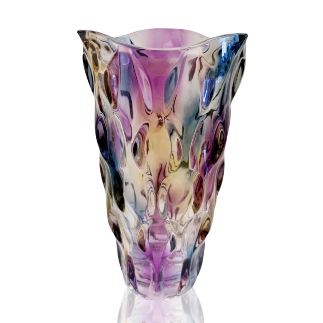 Colorful vase, Crystal Glass Large Vase Decorative Colorful Flower Vase Plant Container, for Home Decor,Wedding Decor,Centerpieces,Party