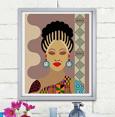 Amazon Com Black Woman Natural Hair Pop Art Kente Adinkra Print