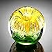 Yellow Flower Paperweight Glass Sphere 3.5
