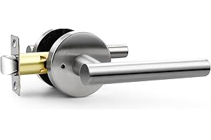 Orger 6 Pack Privacy Interior Door Handles for Bathroom and Bedroom, Stain Nickel Door Lock Handles, 304 Stainless Steel Keyless Door Knobs for Right & Left Sided