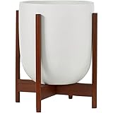 Modernica Ceramic Small Bullet Planter | White / Wood Stand