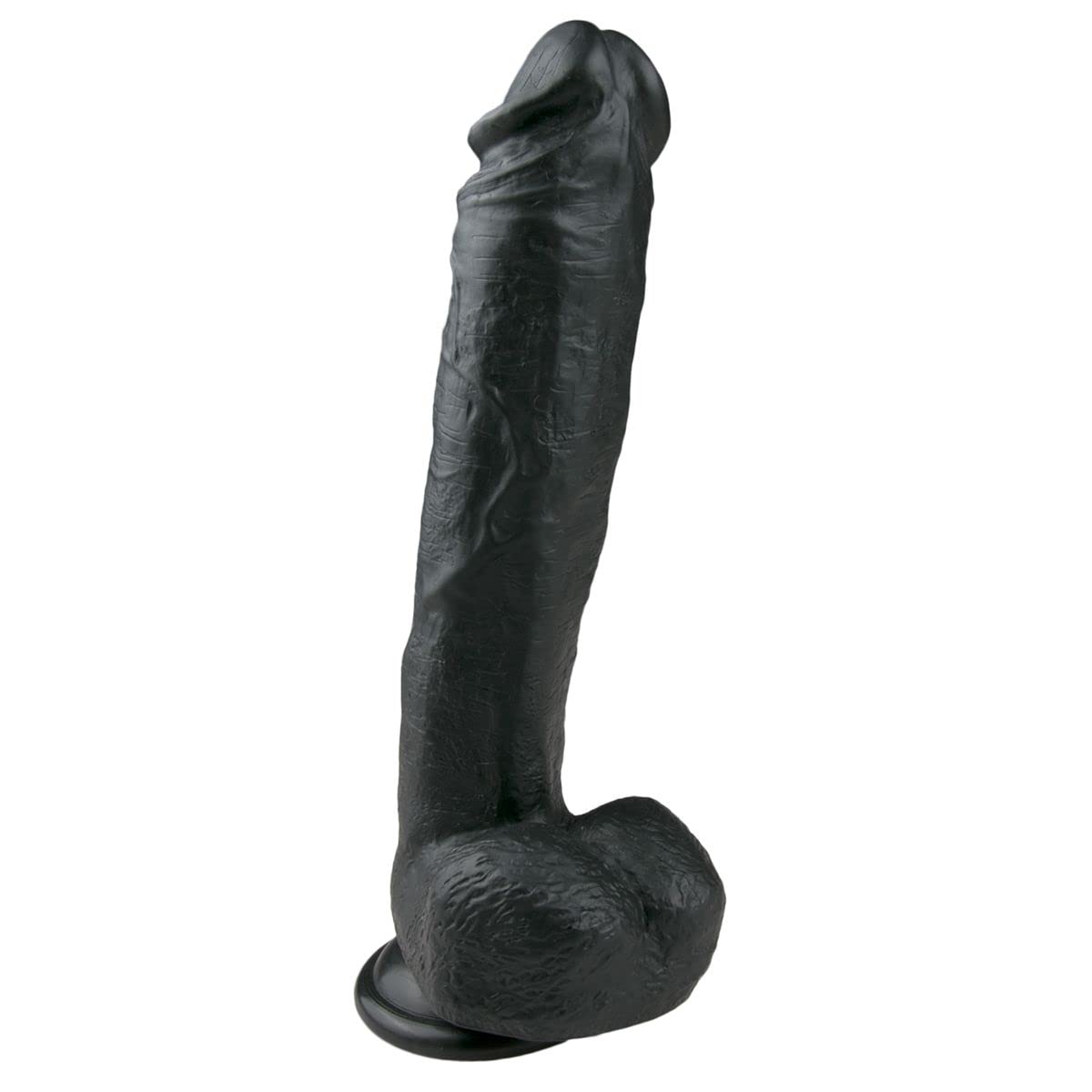 Easytoys Dildo Collection - Real Dong with Beautiful Acorn for Real Feel - 26,5 cm - Black - 100% Phthalate-Free Soft PVC - Lifelike Realistic Dong with Suction Cup