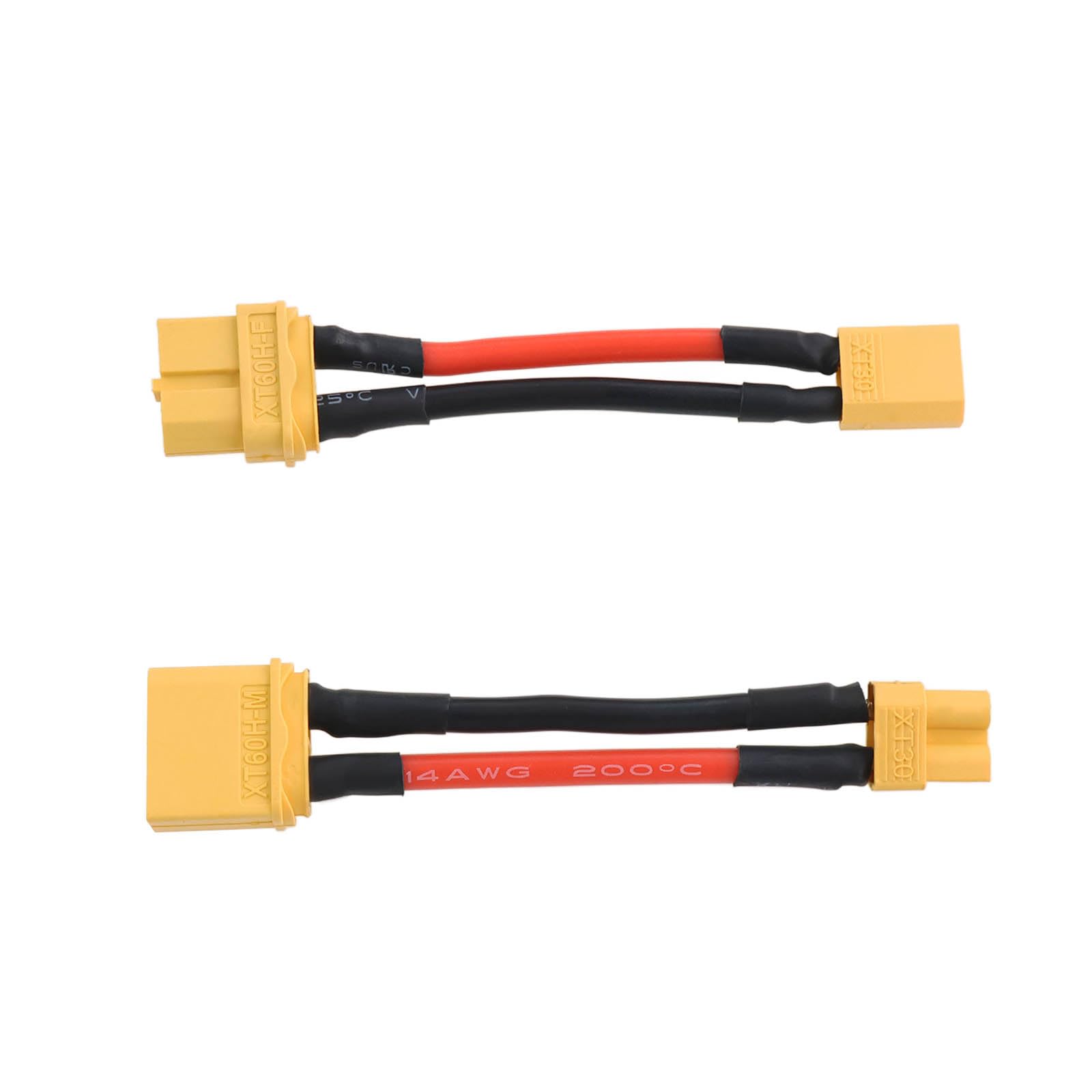 Be In Your Mind 2Pcs XT60 to XT30 Extension Wire XT60 Male to XT30 Female/ XT60 Female to XT30 Male RC Connector Adapter for Lithium Battery Micro FPV Drone (14AWG, 50mm Length)