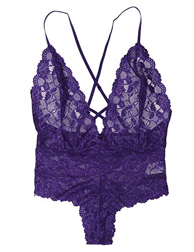 ADOME Women Lingerie One Piece Babydoll Lace Teddy Mini Bodysuit Sleepwear