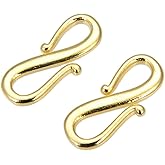 10pcs Adabele Real Yellow Gold Plated Sterling Silver S Hooks Clasp 12mm (0.47 Inch) Small Hypoallergenic Nickel Free for DIY Jewelry Making SS365