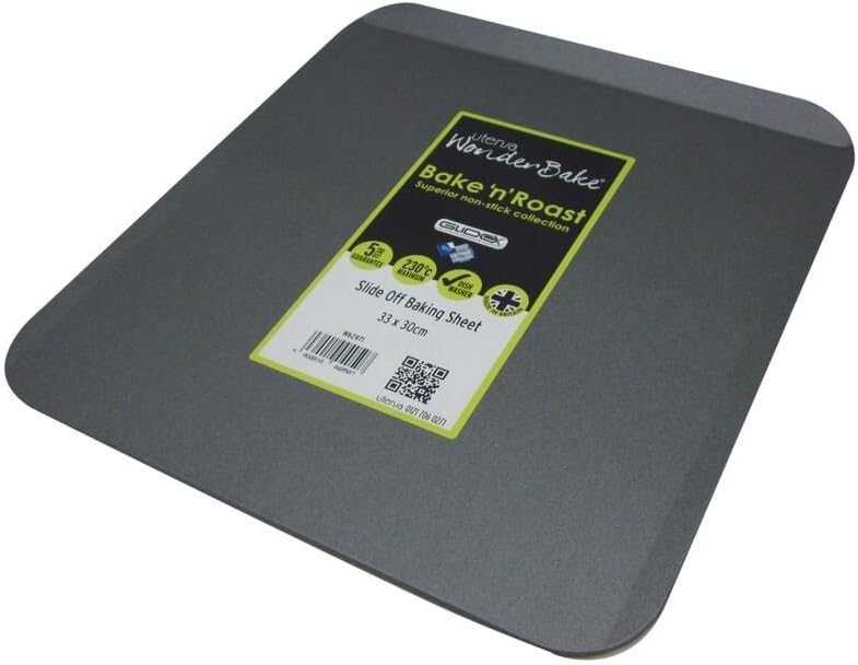 Utensa Wonderbake Superior Glidex Non-Stick Slide Off Baking Sheet Tray 33 x 30cm | Made in UK | 5 Year Non Stick Guarantee | Everyday Baking | No PFOA
