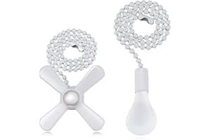 SmoTecQ Ceiling Fan Pull Chain Extender with Decorative Frosted Glass Bulb and Fan Cord, Fit All Standard 3mm Diameter Ceiling Fans and Light Fixtures Factory Pull (White)