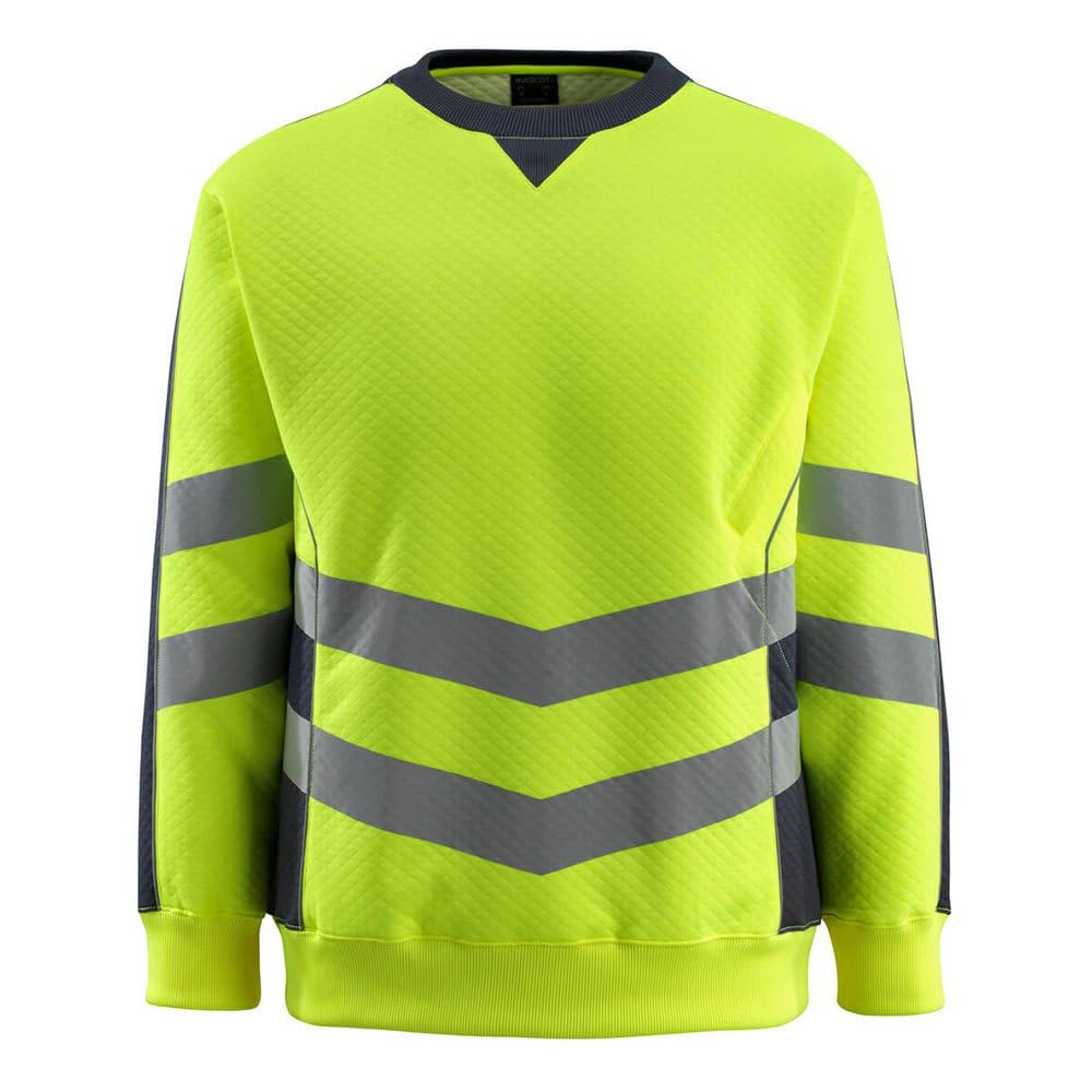 Mascot 50126-932-17010 Wigton Safe Supreme Modern Fit Class 3 Sweatshirt, Size 4XL, Hi-Vis Yellow/Dark Navy