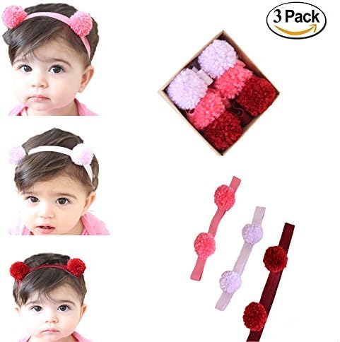 Pompom Headband for Baby Girls and Newborn - Colourful (3PCS)