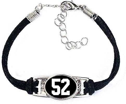 Number Charm Bracelet - Jersey Style in Team Colors (Number 52 Black &amp; White)