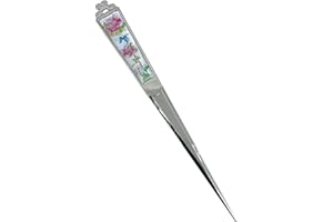NACREH Decorative Envelope Paper Letter Opener with Mother of Pearl Antique Design Silver Steel Office Knife Hand Cutter Blade (Peony)