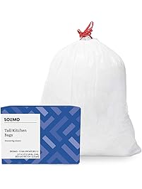 Amazon Brand - Solimo Tall Kitchen Drawstring Trash Bags, 13 Gallon, 200 Count