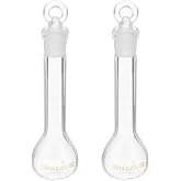 PATIKIL 10ml Volumetric Flask, 2Pcs 3.3 Borosilicate Glass Graduated Volumetric Measuring Flask with Glass Stopper Tolerance 0.18ml for Lab Experiment, Clear