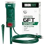 Outdoor Power Stake Timer for Yard & Garden with 6 Outlets and 6 Foot Extension Cord - 14/3 SJTW