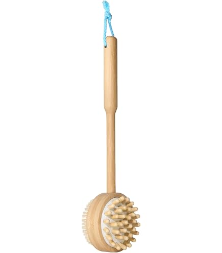 Natural Wooden Back Brush For Bath Or Shower – Long Handle Spa Scrubber