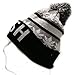 City Hunter Sk1160 Kush Leaves Pom Pom Beanie Hats (Light Grey/black)