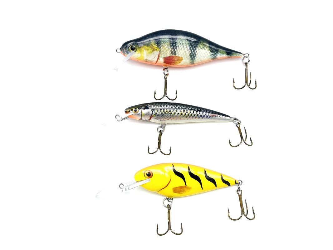 EVERBAY DORADO Wobblers Fishing Lures Set - Artificial Hard Crankbaits Kit - Fishing Tackles, Topwater Life-Like Swimbaits for Pike Zander Catfish Salmon Freshwater, Floating 3pcs (Pike Zander)